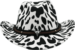XYIYI Western Faux Felt Cowboy Hat for Women Girls, Wide Brim Fedora at Amazon Men’s Clothing store