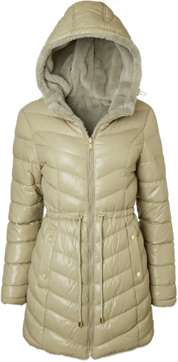 Sportoli Womens Winter Coat Reversible Faux Fur Lined Quilted Puffer Jacket - Sage - X-Large