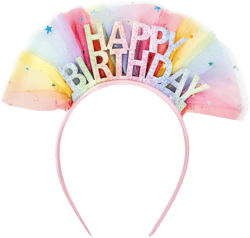 Happy Birthday Headbands for Women Girls Glitter Birthday Girl Headband with Short Veil Happy Birthday Decorations Birthday Party Favors- Rainbow Color
