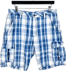 Wrangler Blue & White Checkered Cargo Shorts W32