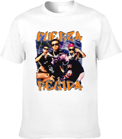 Fuerza Music Regida Shirt Men's Fashion Casual Cotton Double Sided Short-Sleeve Tshirt Graphic Tees Top Black