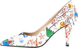 SAMMITOP Women's High Heel Pumps Heeled Pointed Toe Classic Stiletto Heels Slip on Sexy Evening Party Dress Shoes 3.4 Inch 8.5 Graffiti White
