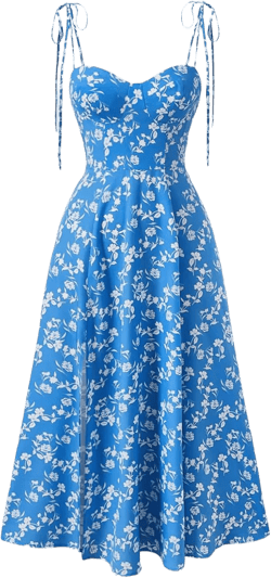 Milumia Women's Tie Shoulder Floral Print Cami Dress Split Flare Hem Summer Midi Dress