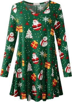 LARACE Long Sleeve Tunics Tops Plus Size for Women V Neck Loose Fit Flowy Clothing for Leggings Large Flower45_christmas