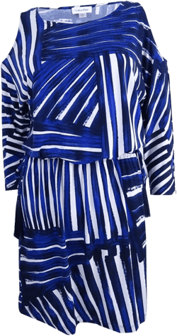 Calvin Klein Women's Plus Printed ColdShoulder Blouson Dress (22W Regatta Mutli)