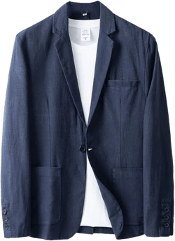 IDEALSANXUN 100% Linen Blazer Men Casual One Button Spring Suit Jackets Lightweight Sports Coat Medium Navy Blue