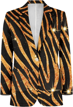 Veniyate Men's Casual Party Suit Blazer Jackets Lightweight One Button Sports Coats for Prom Wedding Dinner Party Small Orange Tiger Stripes