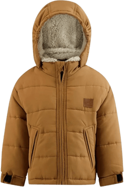 LONDON FOG Little Boys' Heavyweight Stylish Winter Puffer Jacket, Tan, 5/6