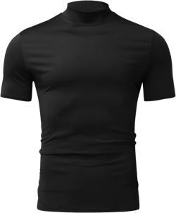 Men's Short Sleeve Compression Shirts Turtleneck Athletic Quick Dry Base Layer Undershirt Running Workout Sports Gym Top 3X-Large X1-black