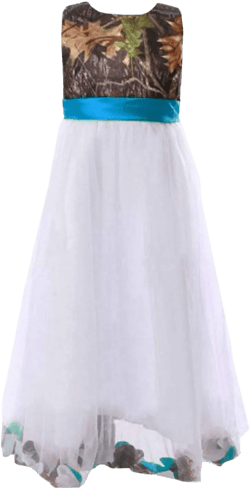 DINGZANCAMO Camo and White Tulle Flower Girl Dress Mini Junior Bridesmaid Gowns 11 Blue