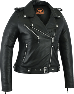 A&H Apparel Women Motorcycle Genuine Sheep Lightweight Leather Jacket Casual Large Black