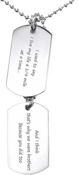 VNOX Dog Tag Necklace for Men Personalized Stainless Steel Military US Army ID Tag Double Dog Tag Dangling Pendant Necklace A.Silver-horizontal engraved