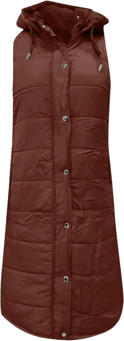 Womens Long Puffer Vest Winter Casual Sleeveless Full Zip Hooded Puffer Jacket Packable Lightweight Quilted Jacket Down Coats XX-Large C-brown