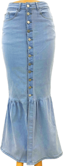 SEMATOMALA Women's Button Down Denim Ruffle Maxi Dress Packaged Hip Mermaid Elegant Long Fishtail Jeans Blue Skirt : Clothing, Shoes & Jewelry