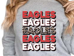 Eagles Red and Leopard Stacked T-Shirt