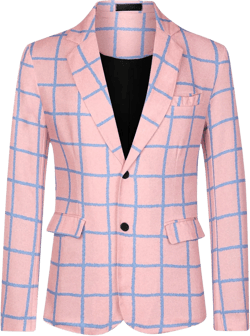 Lars Amadeus Plaid Blazer for Men's Casual Sport Coats Two Button Plaid Suit Jacket Small Pink