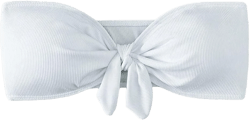 MakeMeChic Women's Bandeau Bikini Top Knot Front Strapless Swimsuit Bathing Tops Small White