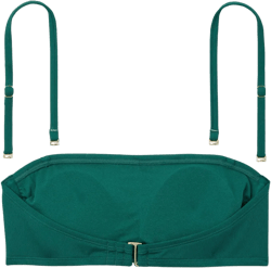 Women&#39;s Ribbed Bandeau Bikini Top - Shade &#38; Shore&#8482; Green L: Recycled Polyester, Removable Strap, Adjustable Strap