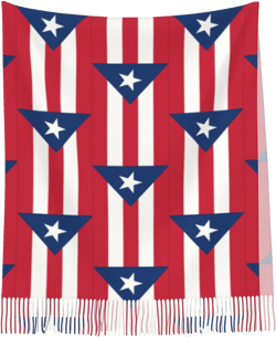 Women Puerto Rican Flag Blanket Poncho Fringe Shawl Wraps Warm Capes at Amazon Women’s Clothing store