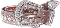 Women's Western Cowgirl Alligator Rhinestone Studded Leather Belt 40" Brownish Purple