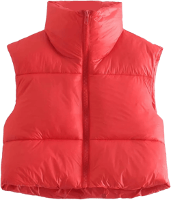 KEOMUD Women's Winter Crop Vest Lightweight Sleeveless Warm Outerwear Puffer Vest Padded Gilet