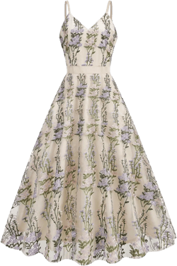 Women's Mesh Floral Embroidery Dress Lace Elegant V Neck Maxi Dress Long Formal Evening Party Tulle Prom Dress