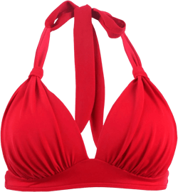 Women's Retro 50s Plaid Pattern Polka Dot Halter Molded Soft Pads Vintage Bikini Swimsuits Tops XX-Large Solid Red