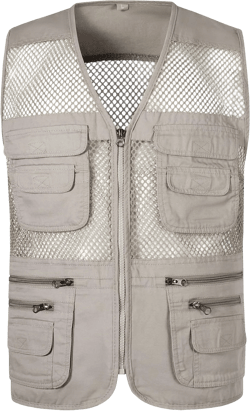 Mens Mesh Vest Lightweight Summer Cotton Vest Multi Pocket Quick Dry Fishing Vest Sleeveless Jacket XX-Large Beige
