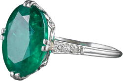 Antique Edwardian Emerald Diamond Ring Platinum Circa 1910