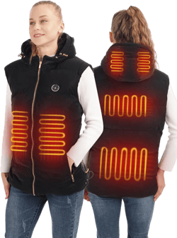 Tenes&Warm Heated Vest Hood,Unisex Winter Electric Vest,Independent Switch,Battery Included Large Black