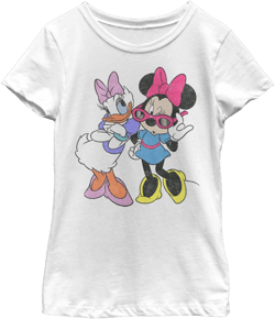 Girl's Mickey & Friends Daisy Duck and Minnie Mouse  Graphic Tee White Large