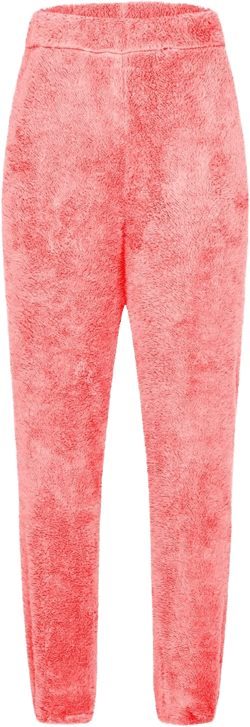 Fleece Pants for Women Elastic Waisted Fuzzy Pajama Pants Solid Color Pj Pants Cuffed Loose Joggers with Pockets Watermelon Red Medium