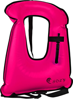 SOLY Inflatable Snorkel Vest Adult, Snorkeling Vest Adjustable Light Snorkeling Jackets for Diving LowImpact Water Sports Safety Pink Small