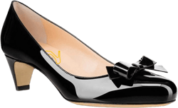 LEHOOR Women Round Toe Mid Kitten Heel Pumps Slip On Bowtie Patent Leather Closed Toe Sandals Fashion Comfort Bridal Dress Shoes Size 4-11 M US 8 Patnt Leather Black