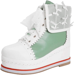 Tscoyuki Cute Lolita Ankle Boots for Women, Hidden Wedge Platform Boots Lace-up Round Toe Booties Cosplay Brogue Sneakers 5.5 1-green