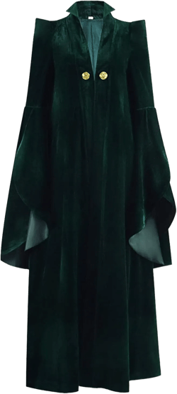 hongwei Womens Professor Mcgonagall Costume Robe Green Wizard Sorceress Cloak Coat Witch Halloween Cosplay Costume (XX-Large, Green)