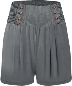 Womens High Waisted Shorts 2024 Summer Linen Wide Leg Casual Flowy Beach Bermuda Shorts for Women Trendy with Pockets | Amazon.com