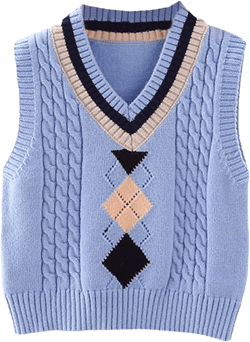 Little Boys Girls Sweater Vest Argyle Print Tops Knit Vest Toddler Pullovers Tops School Uniform 5-6 Years Blue