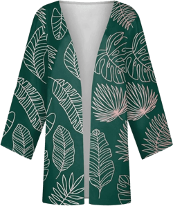 Cardigan Sweater for Womens Retro Print 3/4 Sleeve Blouse Tops Coat Casual Duster Cardigans Lightweight Jackets