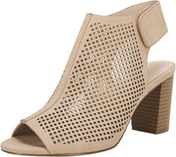 Coutgo Heels for Women Open Toe Boots Cutout Ankle Strap High Heel Chunky Block Sandals Nude 9