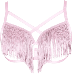Women's Body Harness Bra Full Cage Lace up Underwear Without Cup Tassel Bra Elastic Sling Top Black Plus Size 3X Pink
