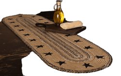 Kettle Grove Jute Runner Stencil Stars Border 13x48