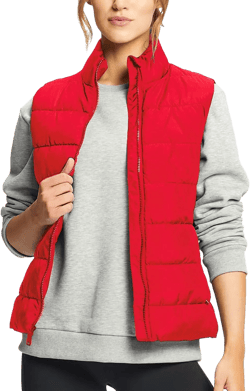 Women's Puffer Vests Slim Fit Full Zip Quilted Sleeveless Puffy Jacket for Womens Water-Resistant Outdoor Sport Coat Red X-Large