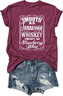 Smooth As Tennessee Women Vintage Country Shirts Nashville Country Concert T Shirt Summer Casual Retro Graphic Tees Top Large Y Red