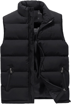 Ymosrh Mens Coats and Jackets Plus Size Autumn/Winter Fashion Solid Colour Warm Down Cotton Zip Vest Winter Jackets Small Black