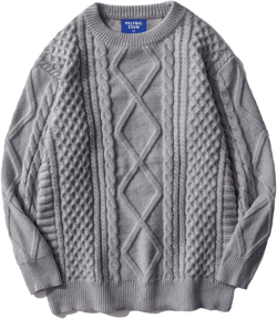 Aelfric Eden Oversized Knit Sweater Solid Vintage Pullover Sweater Unisex Woven Crewneck Knitted Tops Grey XX-Large