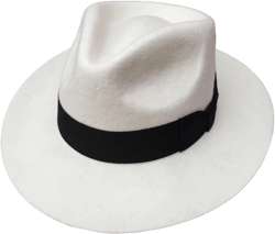 Classic White Men's Wool Felt Godfather Gangster Mobster Gentleman Fedora Hat 7 3/8 White
