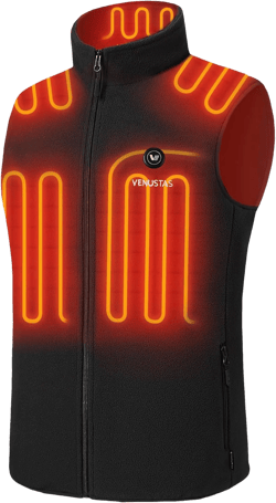 Venustas Men's Fleece Heated Vest with Battery, Lightweight Insulated Electric Vest Medium Black
