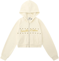 Women Hoodie Letter Cropped Hoodie Loose Long Sleeve Cardigan Jacket