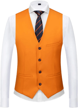 UNINUKOO Mens Suit Vest Slim Fit Formal Dress Casual Waistcoat Four Buttons Tuxedo Suit Vest 44 Orange